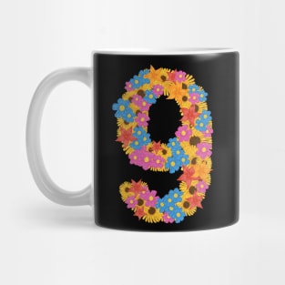 Hand Drawn Letter Number 9 nine Mug